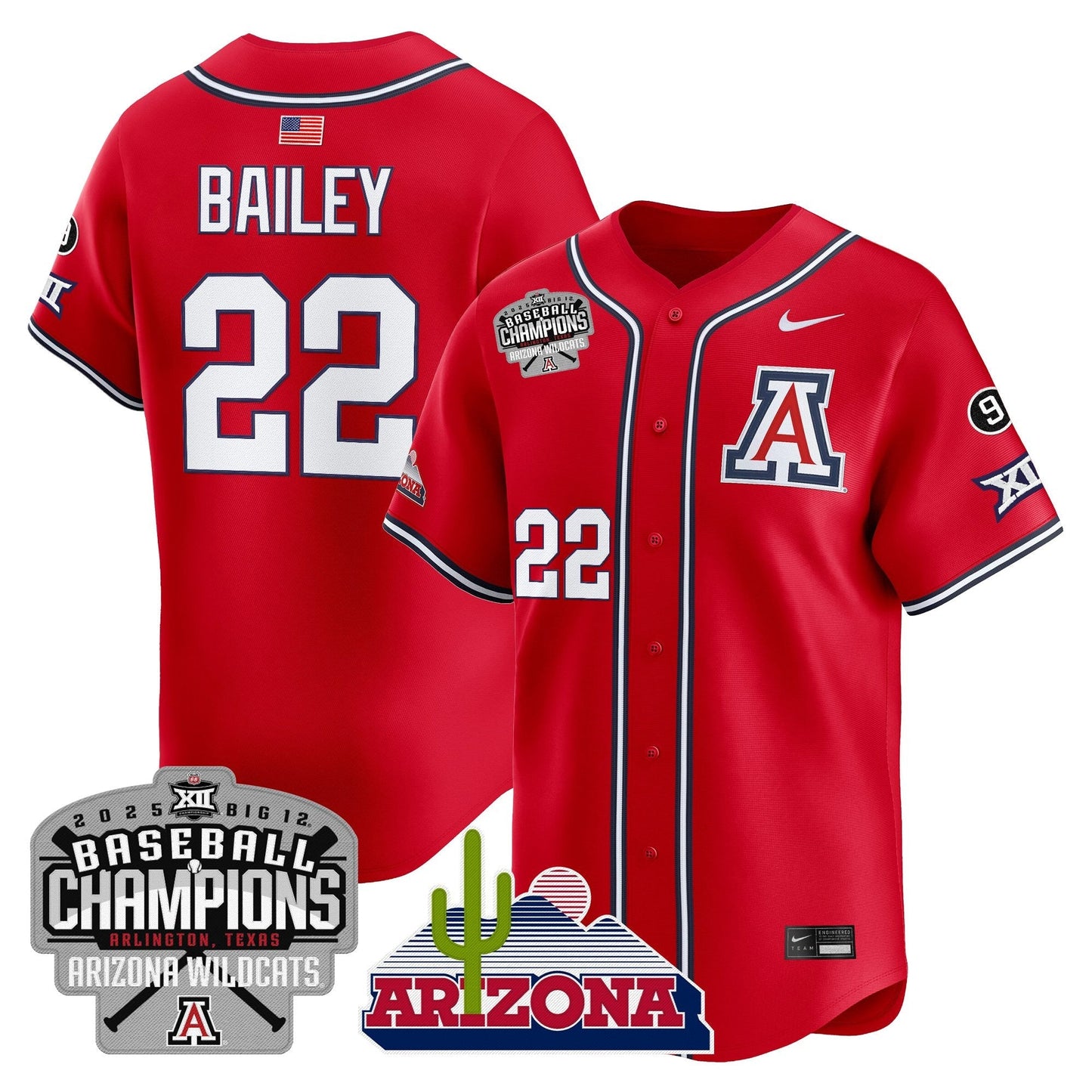 Men's Arizona Wildcats 2025 Big 12 Champions Vapor Premier Limited Jersey - All Stitched