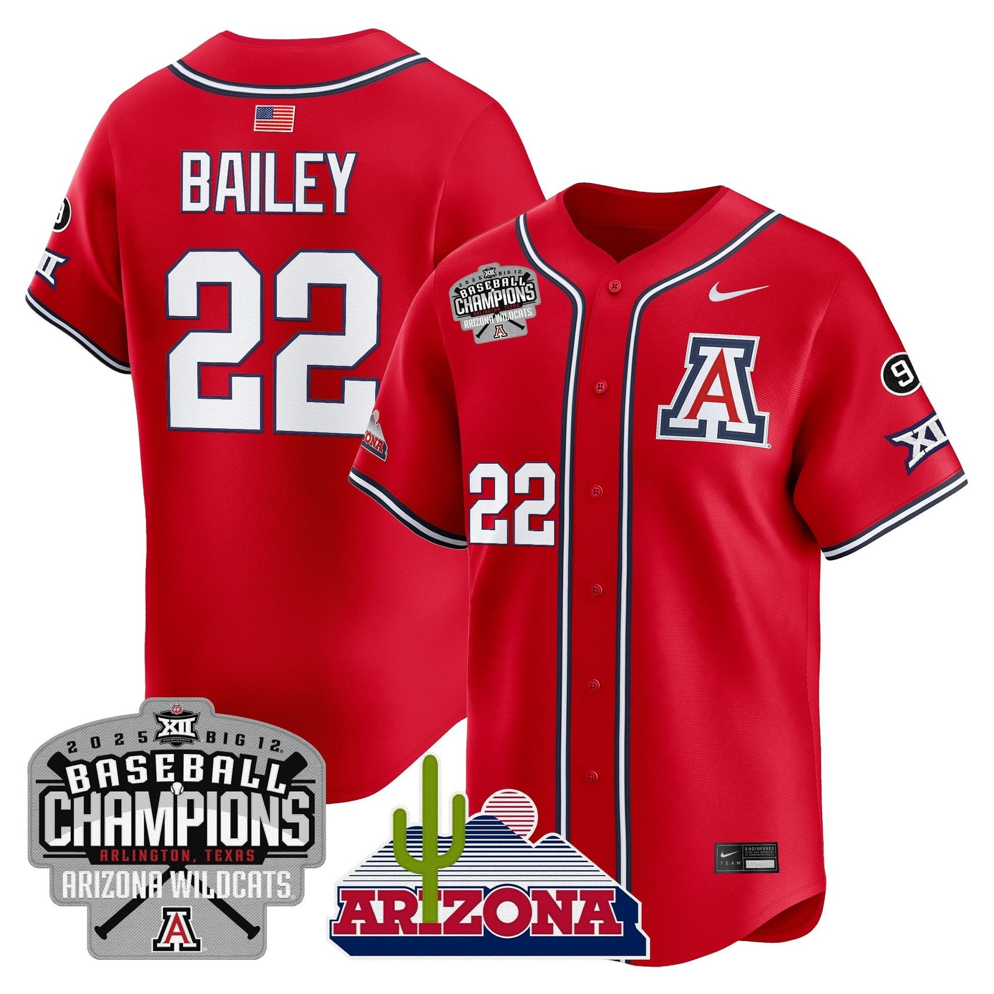 Men's Arizona Wildcats 2025 Big 12 Champions Vapor Premier Limited Jersey - All Stitched