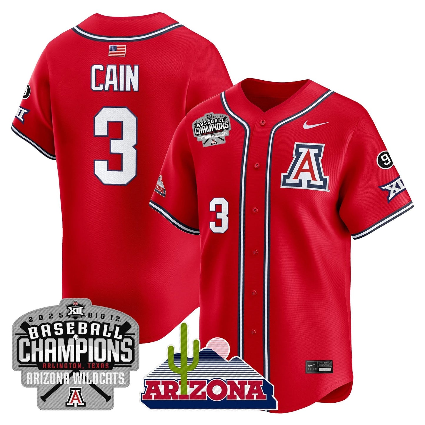 Men's Arizona Wildcats 2025 Big 12 Champions Vapor Premier Limited Jersey - All Stitched