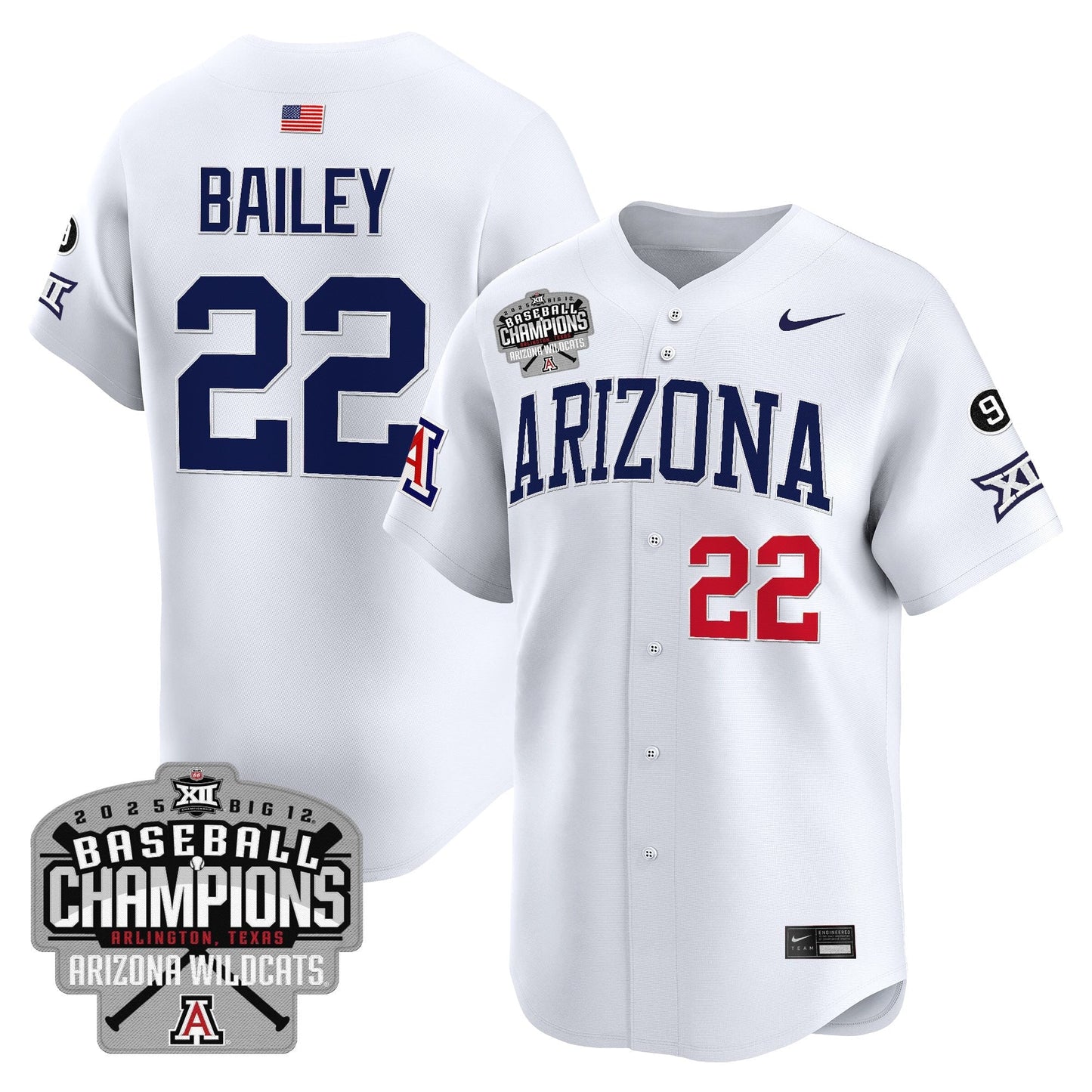 Men's Arizona Wildcats 2025 Big 12 Champions Vapor Premier Limited Jersey - All Stitched