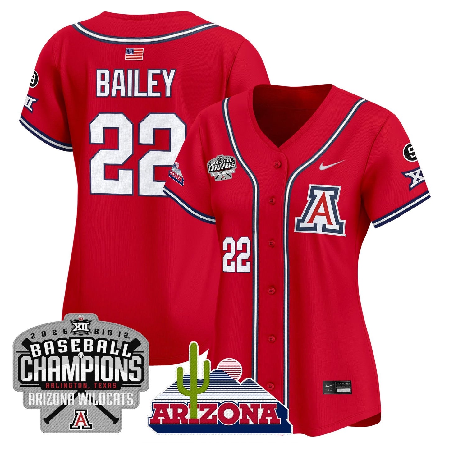 Women's Arizona Wildcats 2025 Big 12 Champions Vapor Premier Limited Jersey - All Stitched