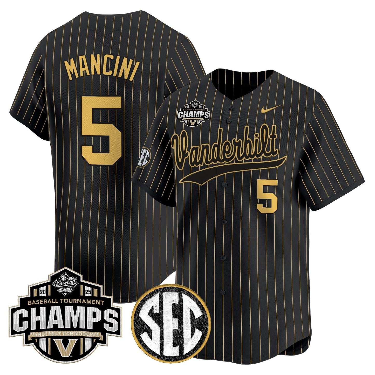 Men's Vanderbilt Commodores 2025 SEC Conference Tournament Champions Vapor Premier Limited Jersey - All Stitched