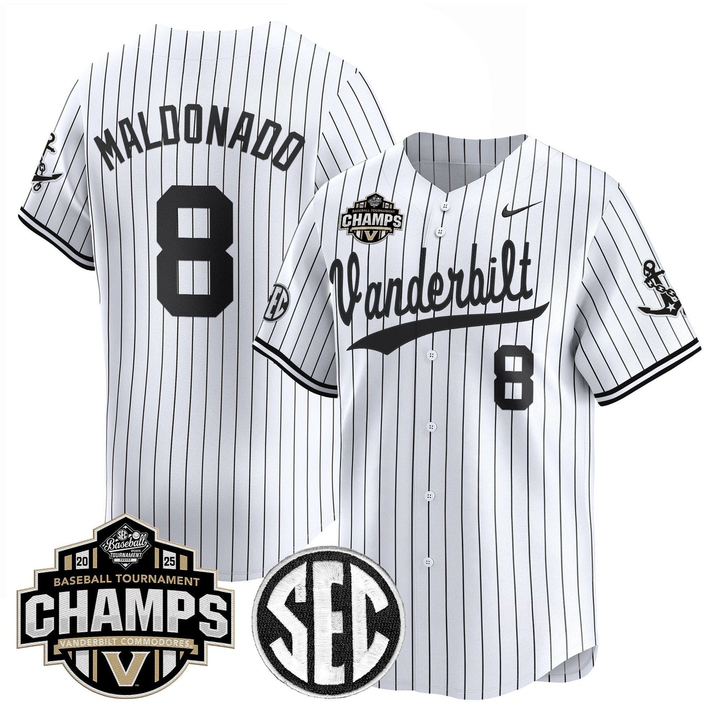 Men's Vanderbilt Commodores 2025 SEC Conference Tournament Champions Vapor Premier Limited Jersey - All Stitched