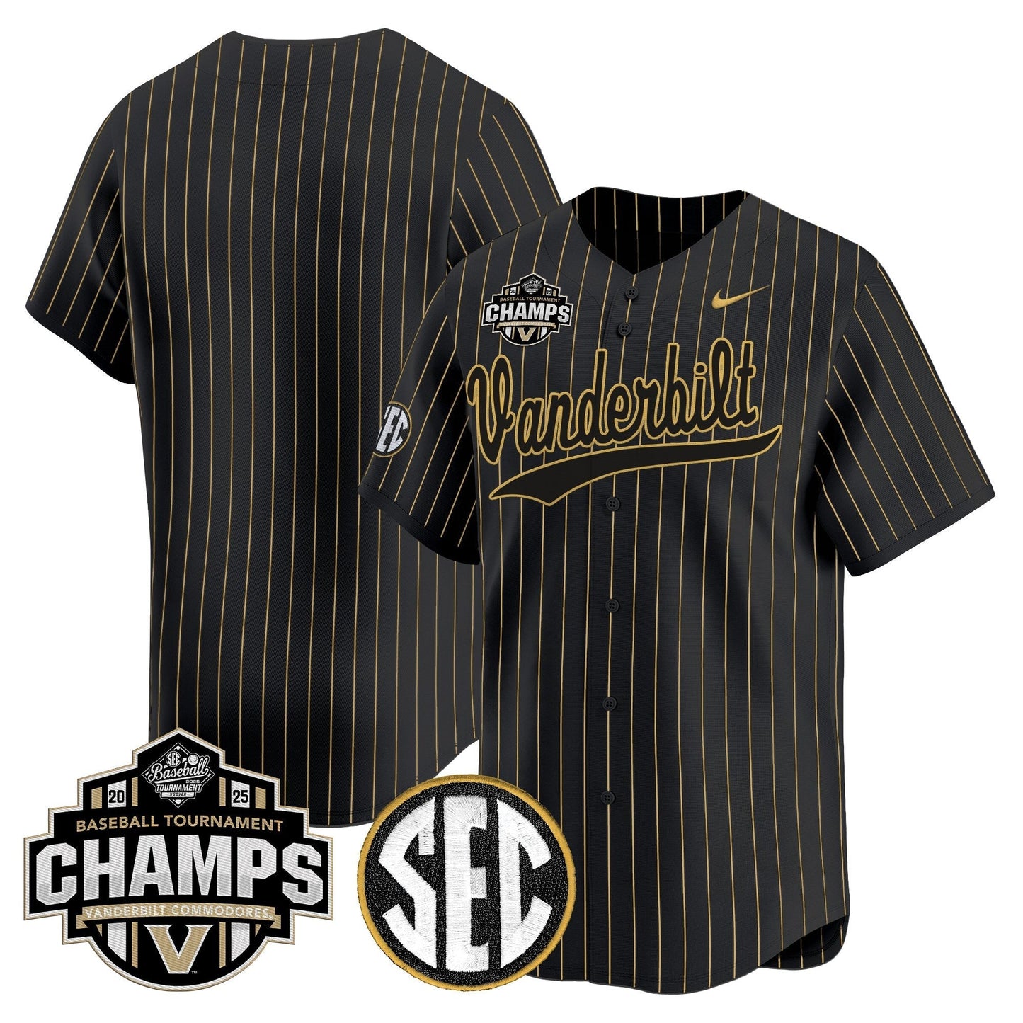 Men's Vanderbilt Commodores 2025 SEC Conference Tournament Champions Vapor Premier Limited Jersey - All Stitched