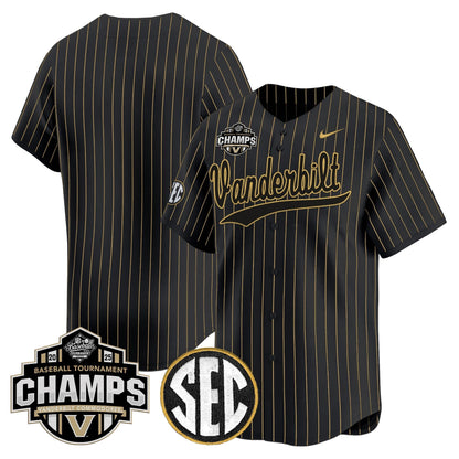 Men's Vanderbilt Commodores 2025 SEC Conference Tournament Champions Vapor Premier Limited Jersey - All Stitched