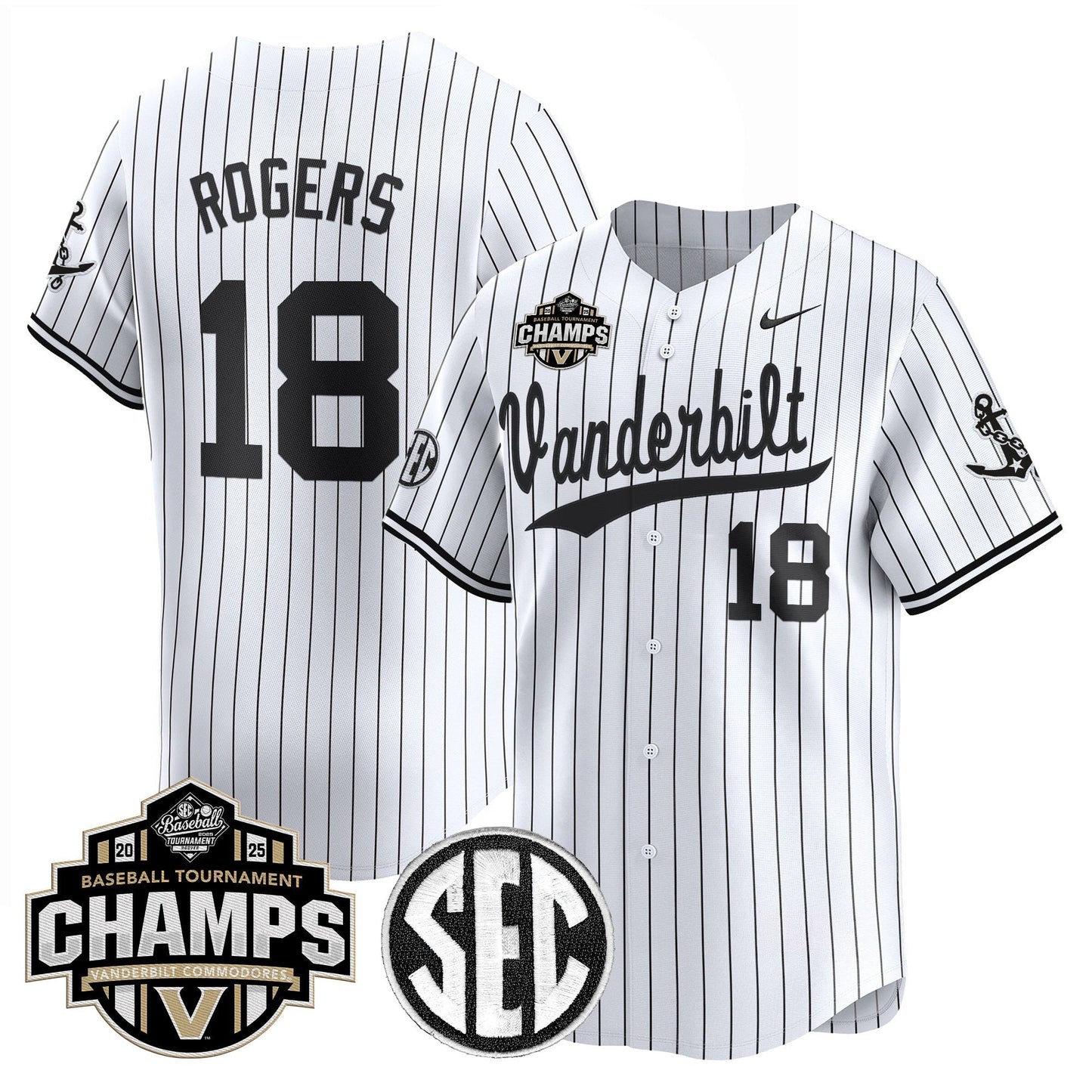 Men's Vanderbilt Commodores 2025 SEC Conference Tournament Champions Vapor Premier Limited Jersey - All Stitched