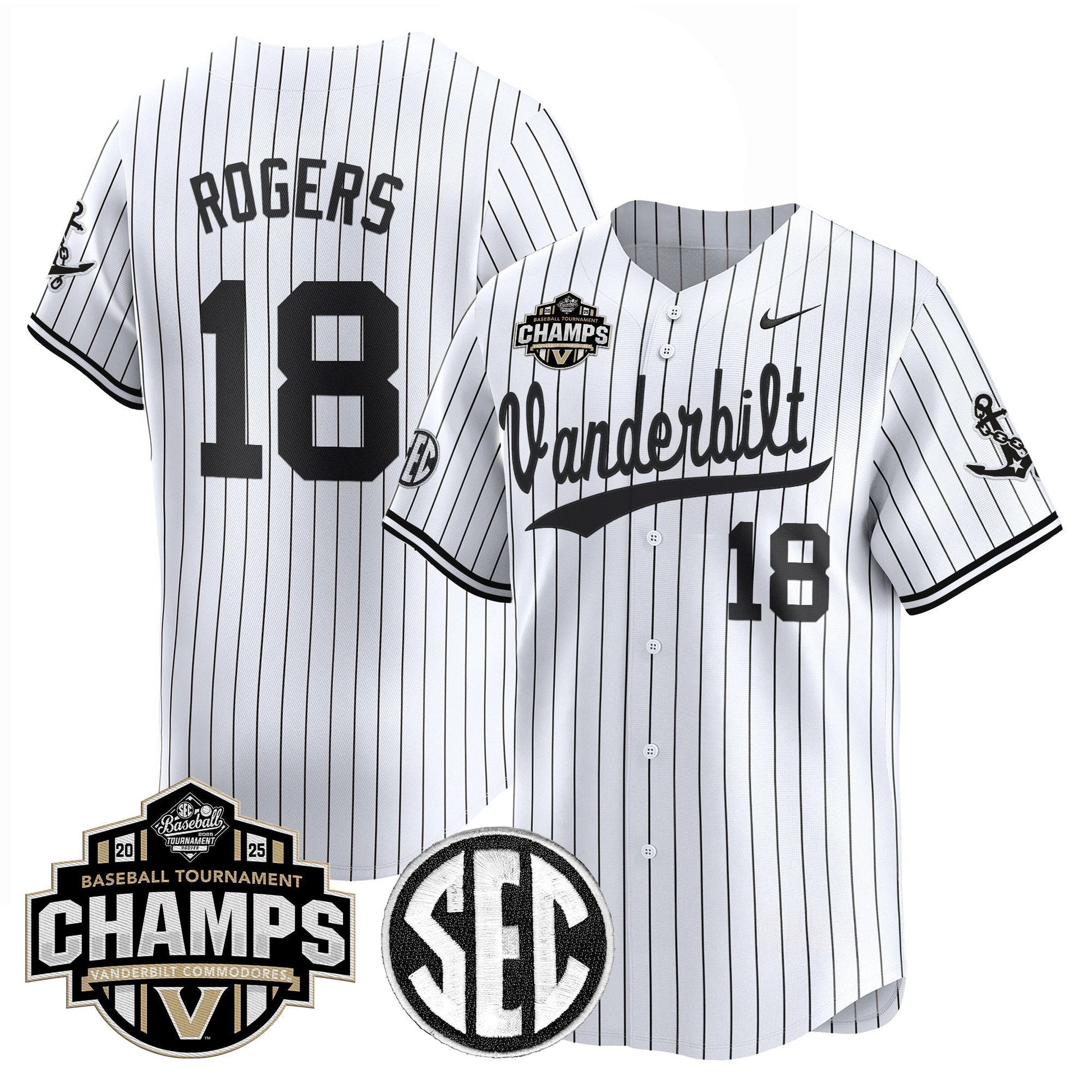 Men's Vanderbilt Commodores 2025 SEC Conference Tournament Champions Vapor Premier Limited Jersey - All Stitched
