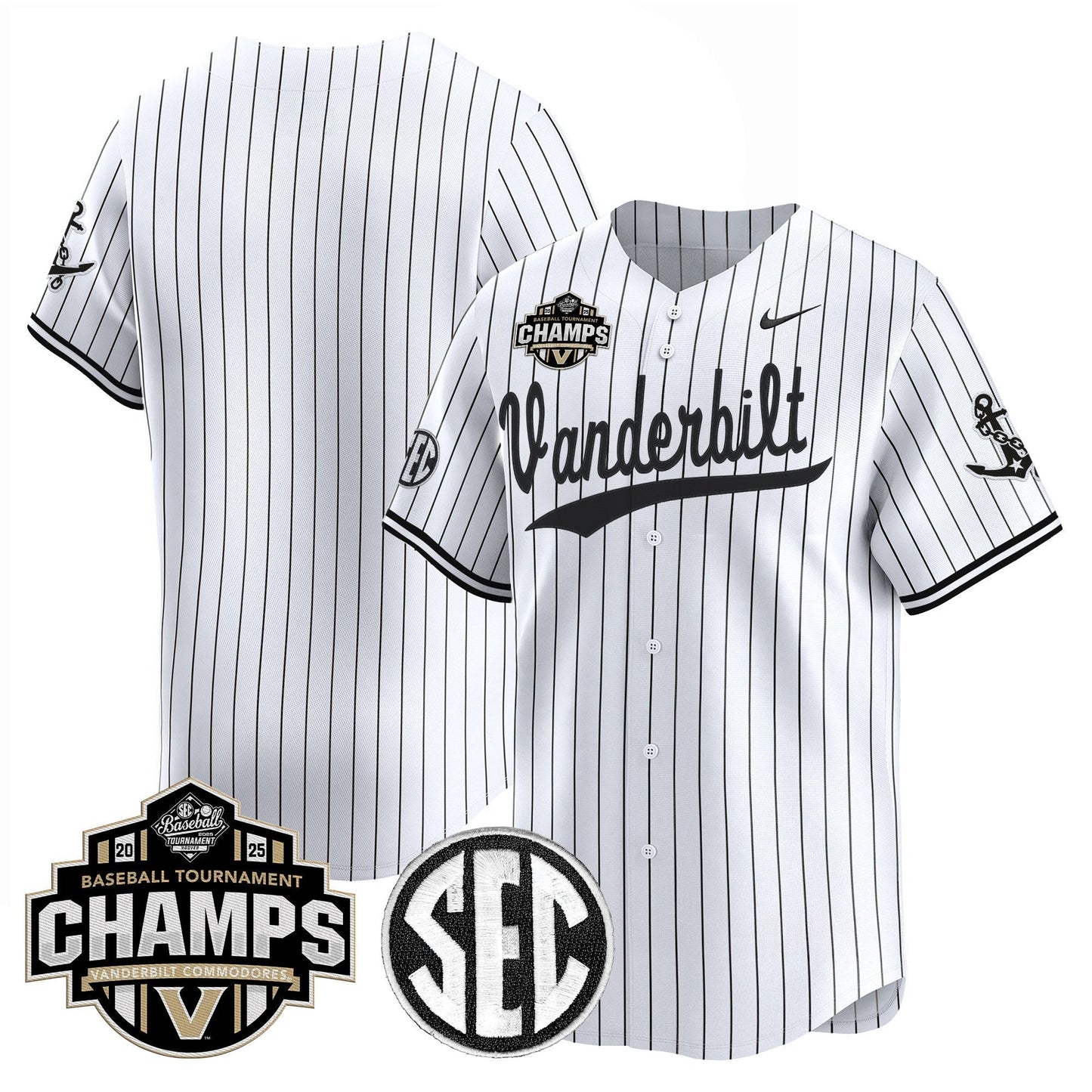 Men's Vanderbilt Commodores 2025 SEC Conference Tournament Champions Vapor Premier Limited Jersey - All Stitched