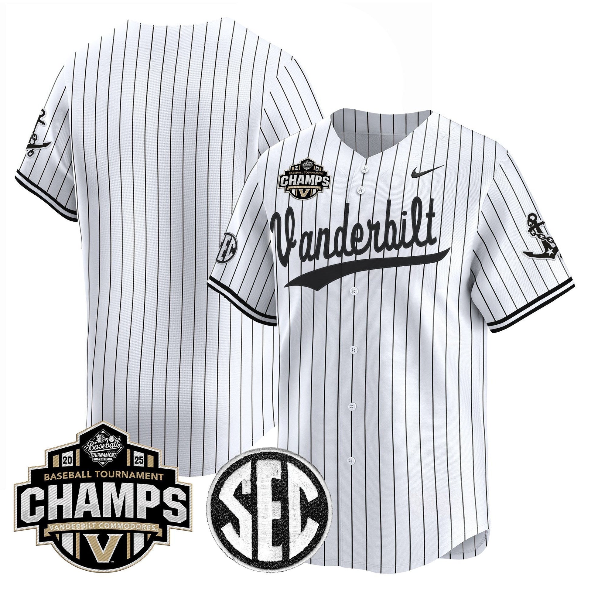 Men's Vanderbilt Commodores 2025 SEC Conference Tournament Champions Vapor Premier Limited Jersey - All Stitched
