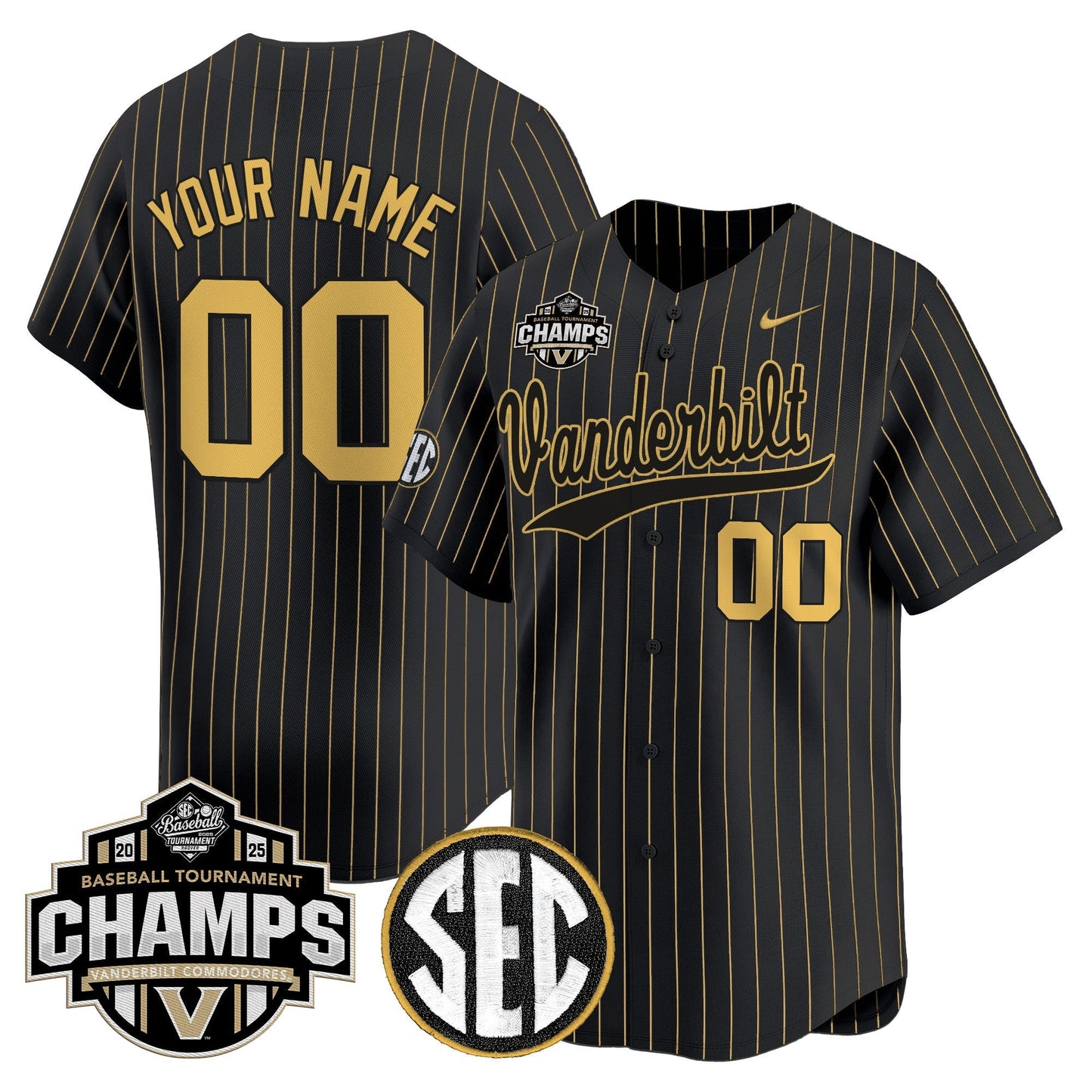 Vanderbilt Commodores 2025 SEC Conference Tournament Champions Vapor Premier Limited Custom Jersey - All Stitched