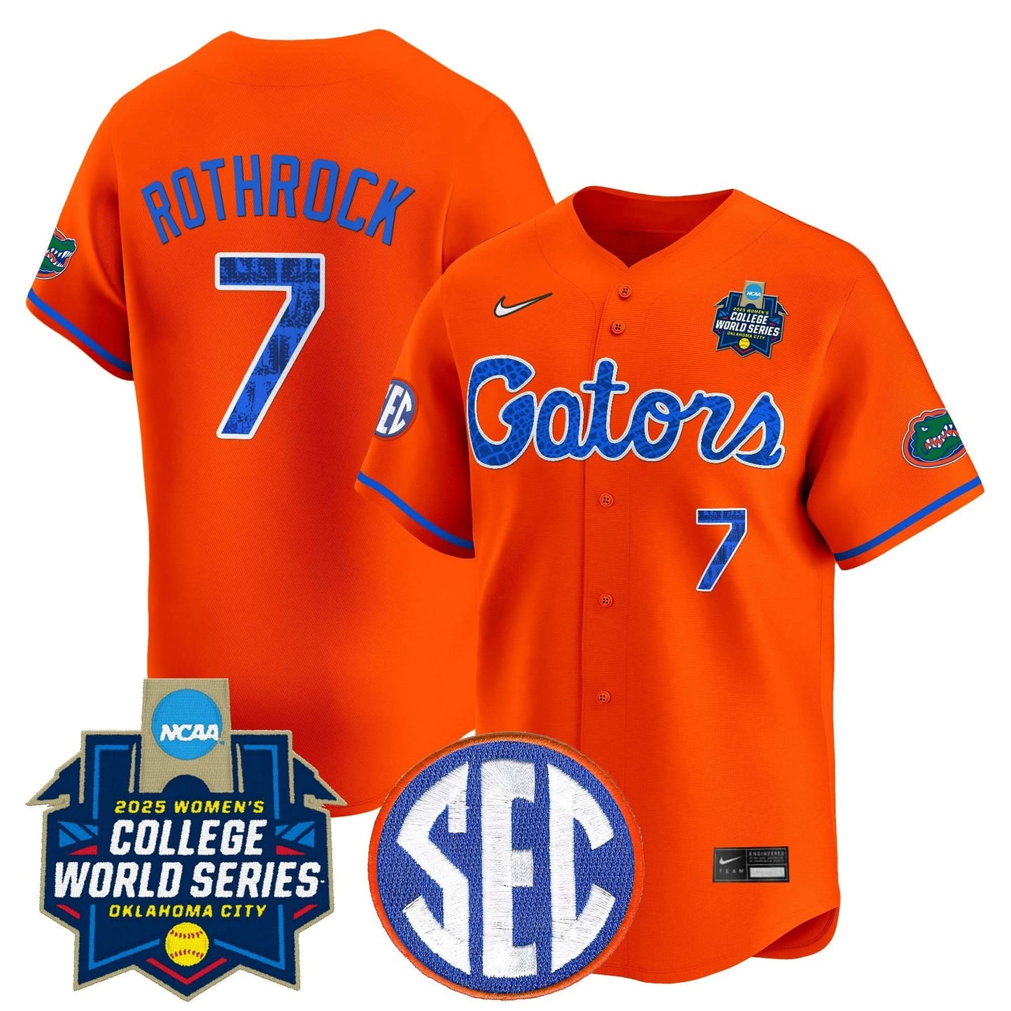 Men's Size - Florida Gators Softball 2025 World Series (WCWS) Vapor Premier Limited Jersey - All Stitched