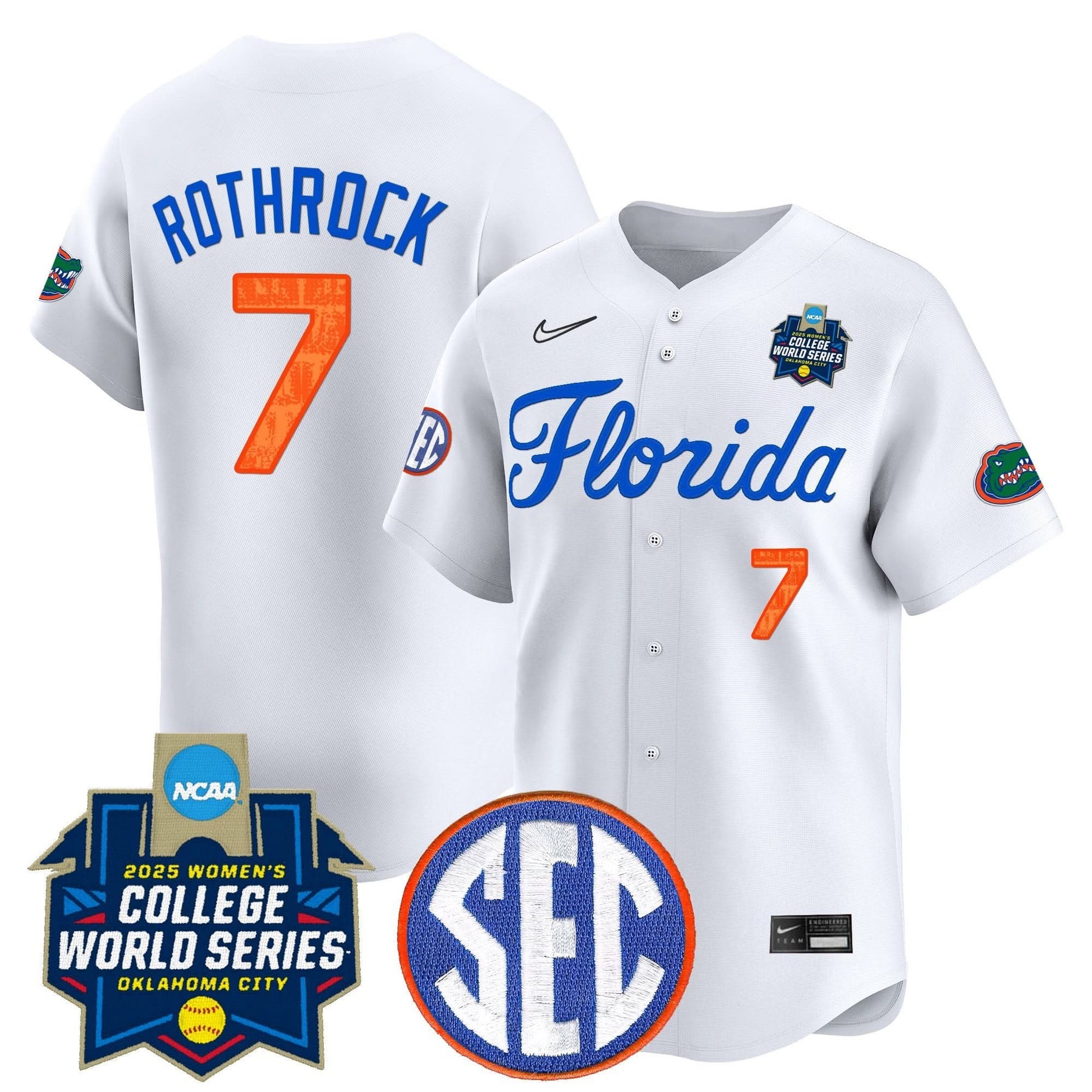 Men's Size - Florida Gators Softball 2025 World Series (WCWS) Vapor Premier Limited Jersey - All Stitched