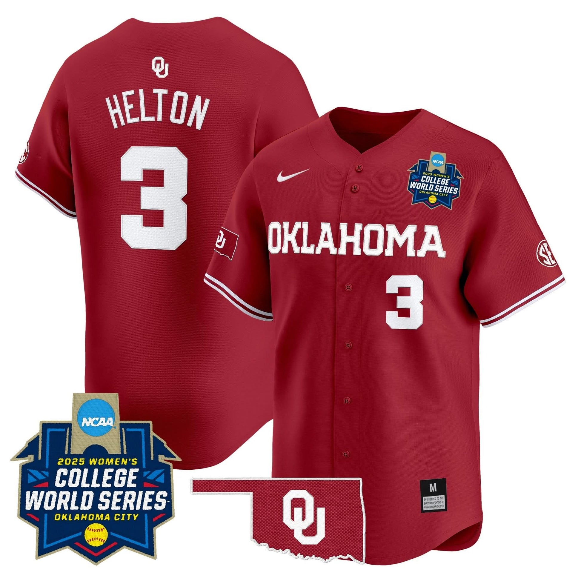 Men's size - Oklahoma Sooners Softball 2025 World Series (WCWS) Vapor Premier Limited Jersey - All Stitched