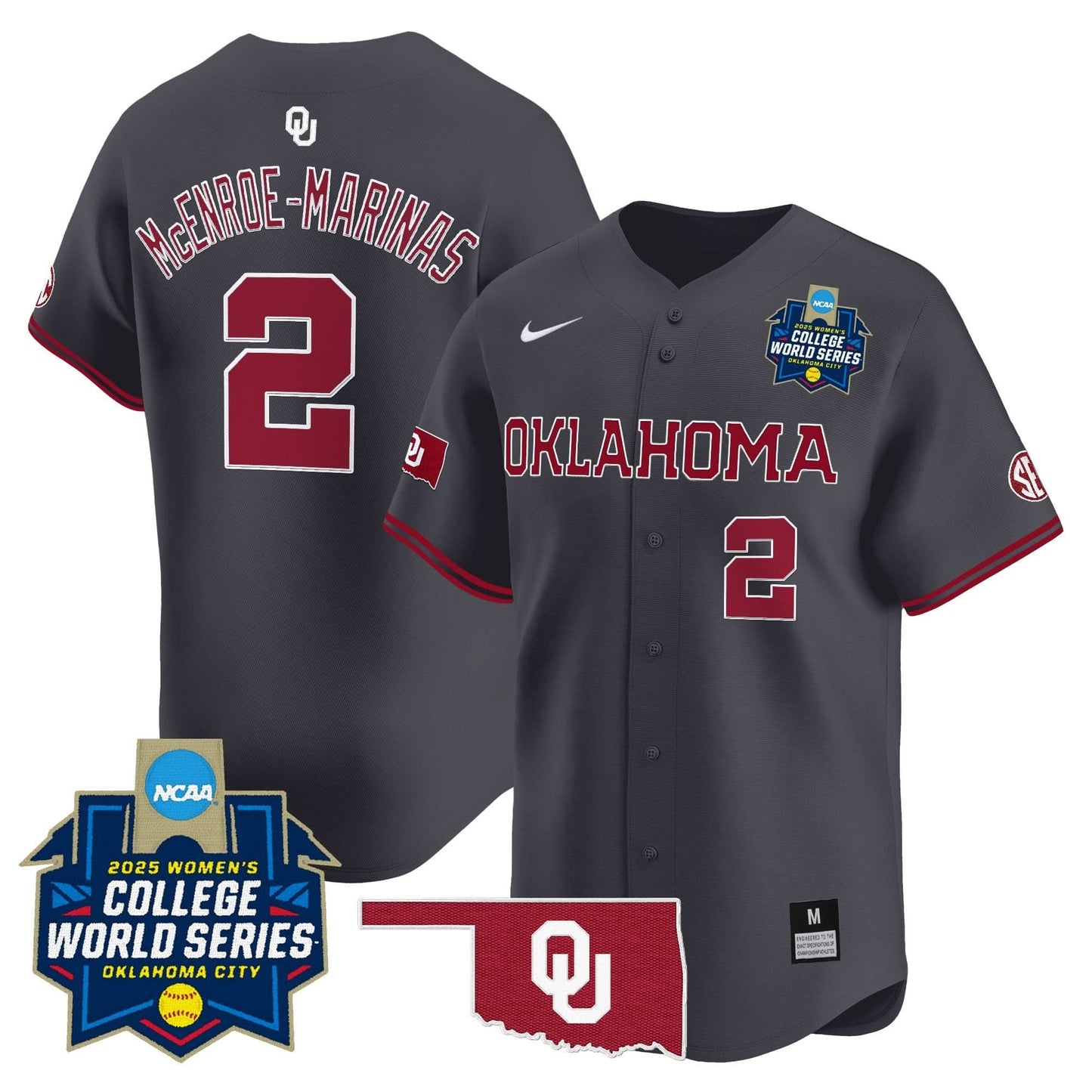 Men's size - Oklahoma Sooners Softball 2025 World Series (WCWS) Vapor Premier Limited Jersey - All Stitched