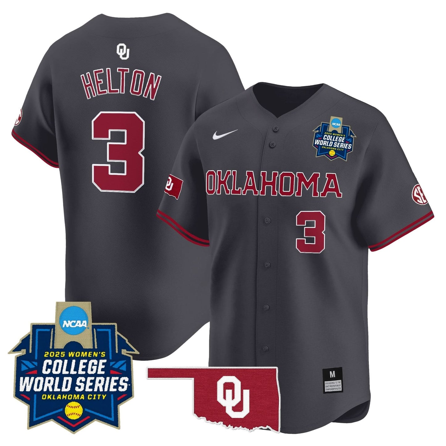 Men's size - Oklahoma Sooners Softball 2025 World Series (WCWS) Vapor Premier Limited Jersey - All Stitched