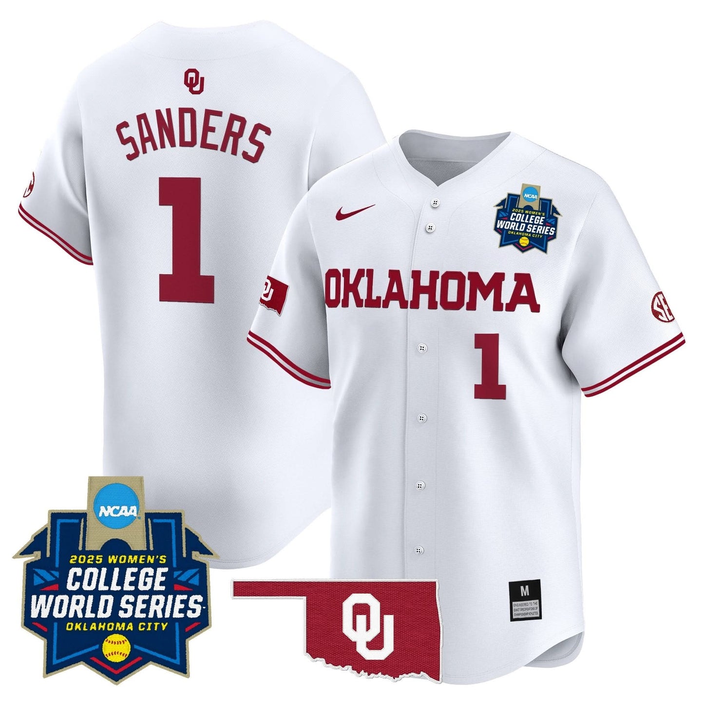 Men's size - Oklahoma Sooners Softball 2025 World Series (WCWS) Vapor Premier Limited Jersey - All Stitched