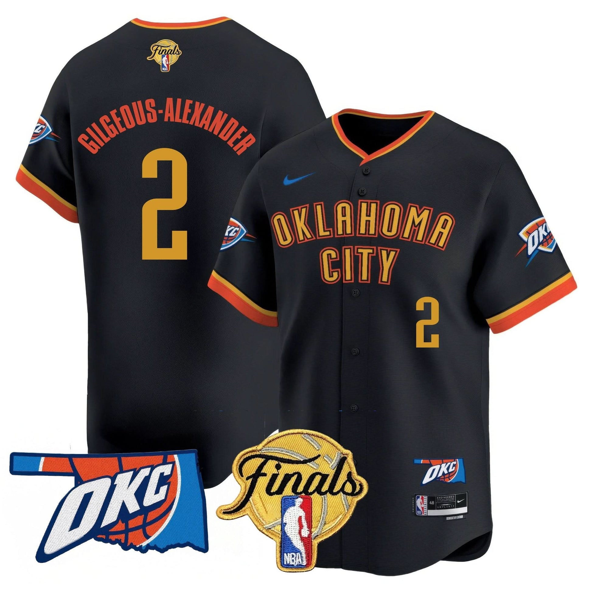 Oklahoma City Thunder Baseball Jersey - Final Patch - All Stitched