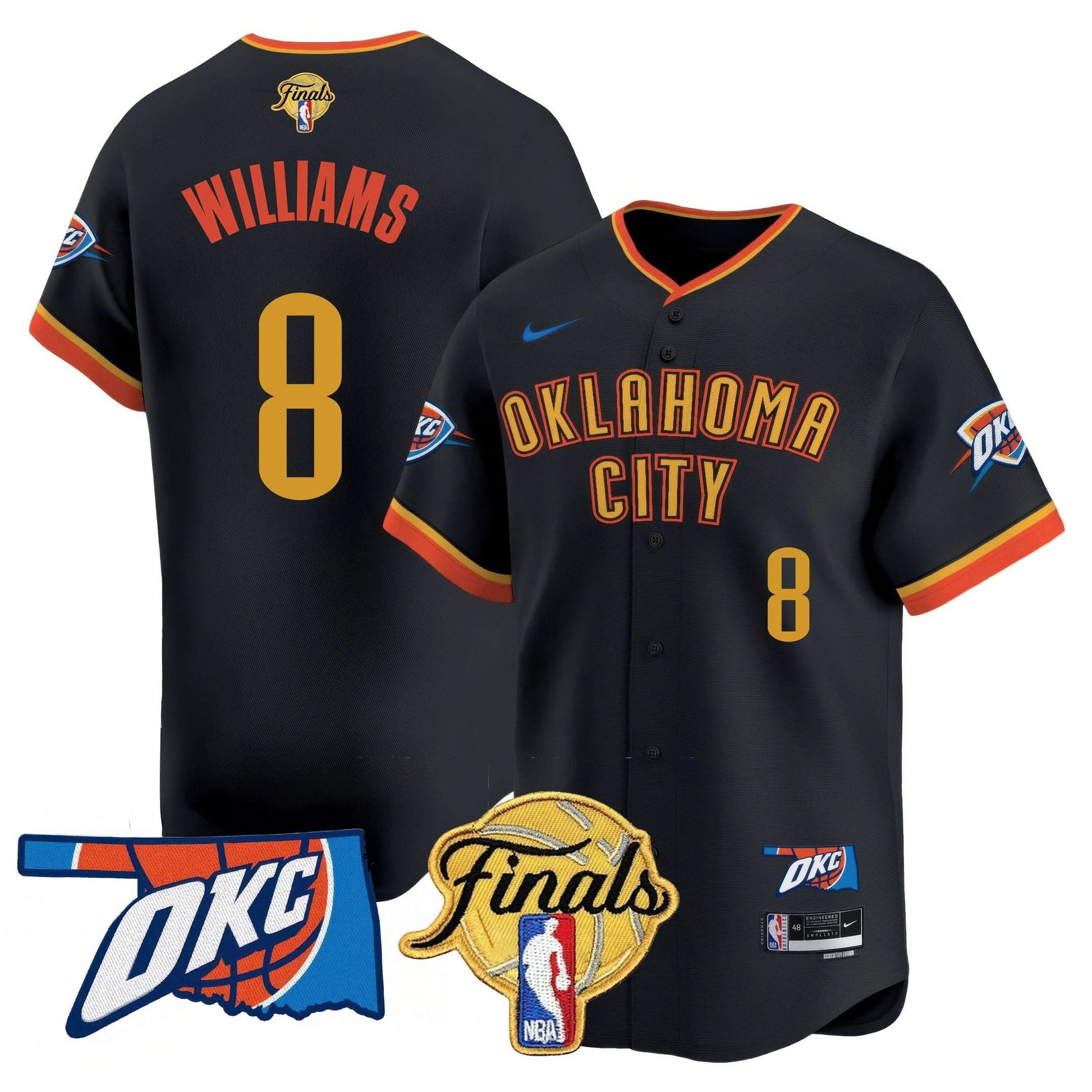 Oklahoma City Thunder Baseball Jersey - Final Patch - All Stitched
