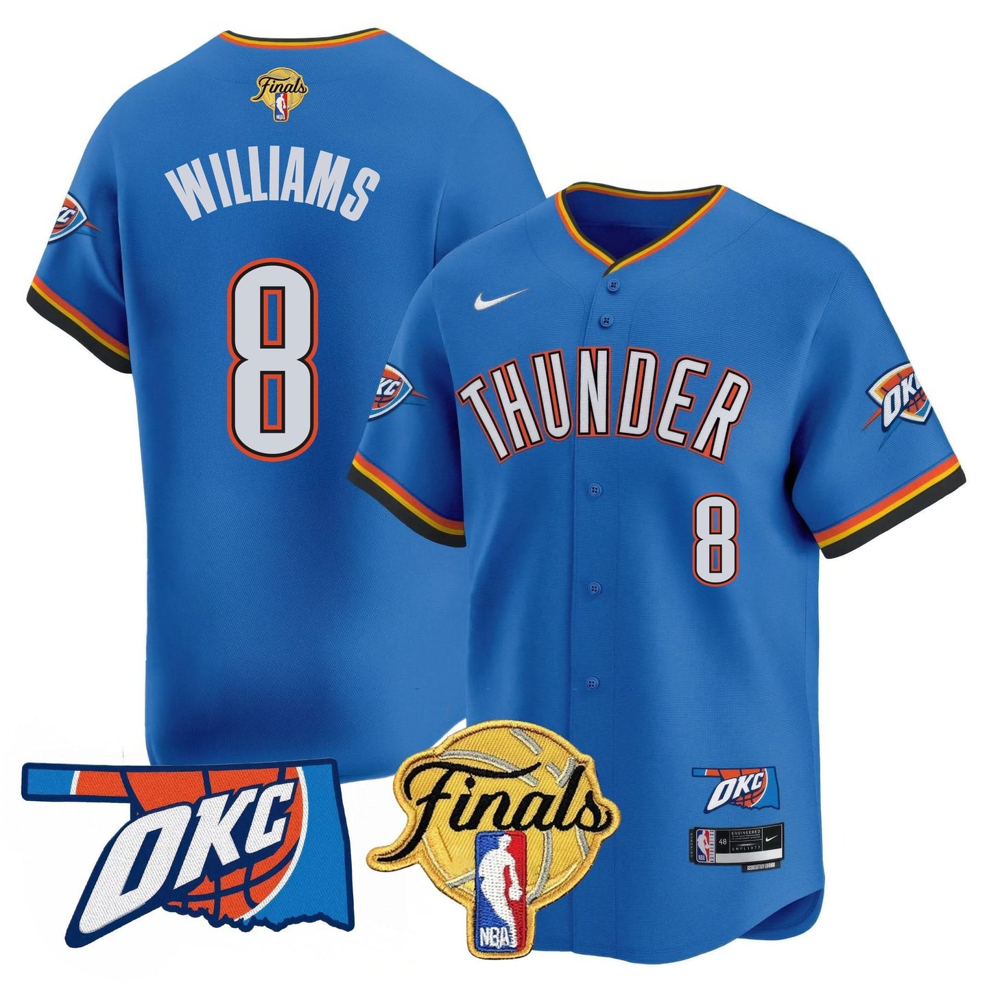 Oklahoma City Thunder Baseball Jersey - Final Patch - All Stitched