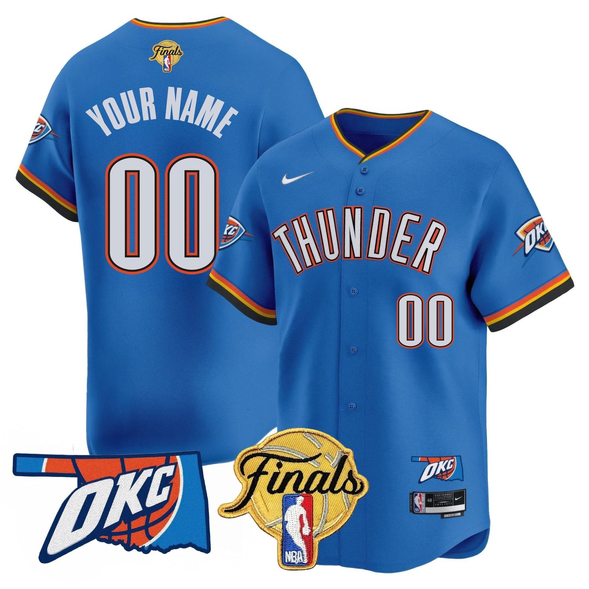 Oklahoma City Thunder Baseball Jersey - Final Patch - All Stitched