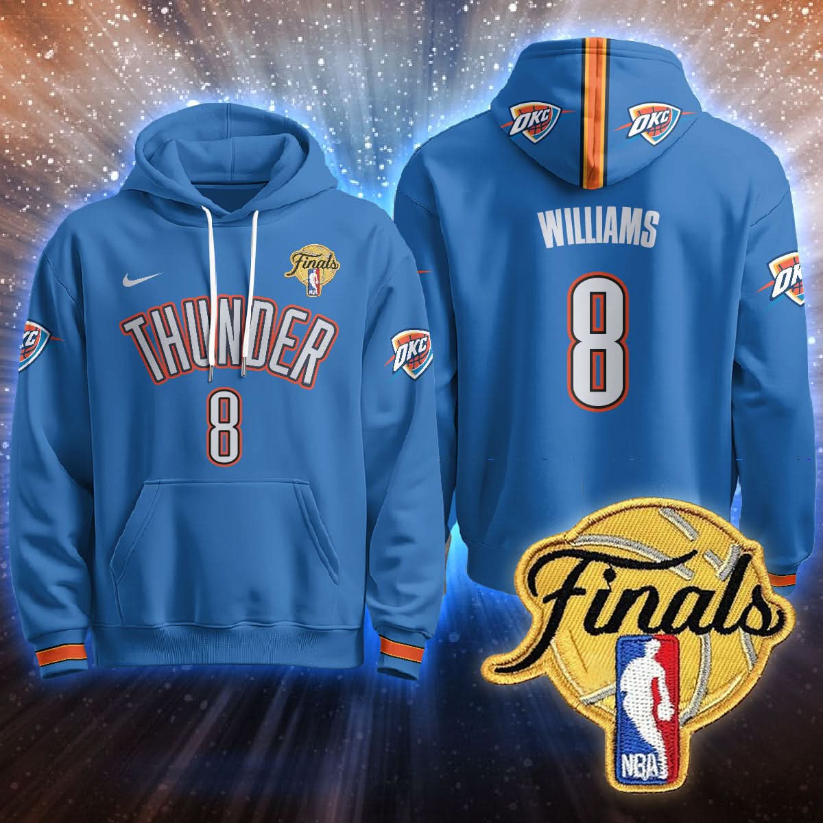 Oklahoma City Thunder Hoodie - Final Patch - All Stitched