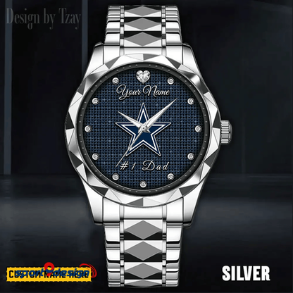 Dallas Cowboys #1 Dad Luxury Diamond Men Watch Father's Day Gift