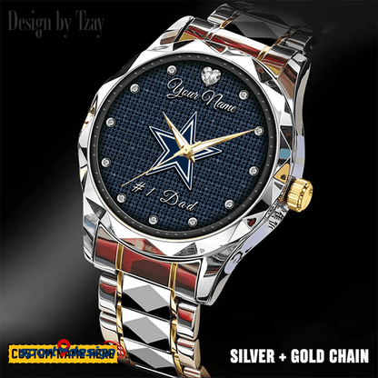 Dallas Cowboys #1 Dad Luxury Diamond Men Watch Father's Day Gift