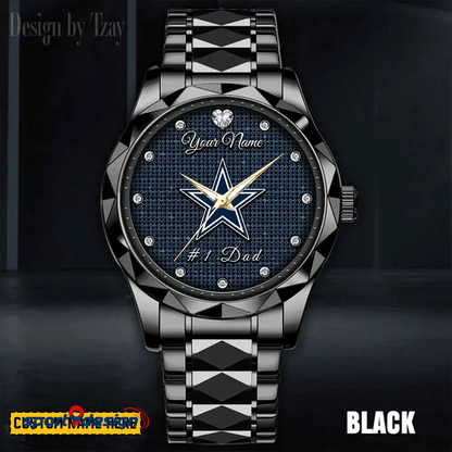 Dallas Cowboys #1 Dad Luxury Diamond Men Watch Father's Day Gift