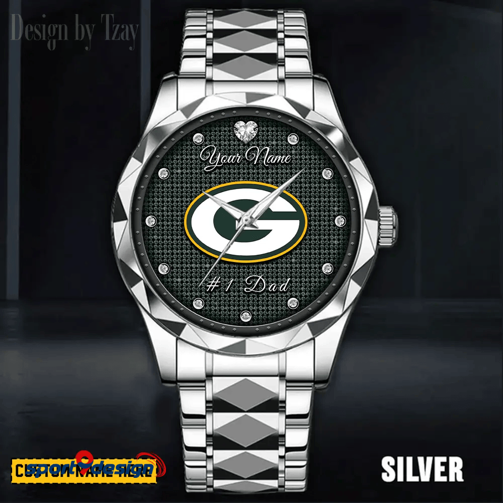 Green Bay Packers #1 Dad Luxury Diamond Men Watch Father's Day Gift