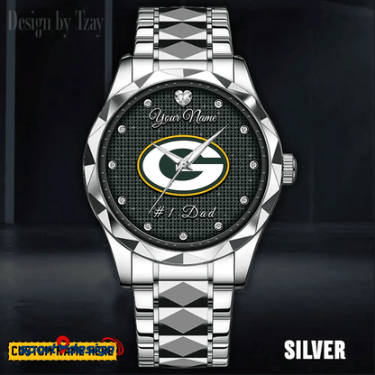 Green Bay Packers #1 Dad Luxury Diamond Men Watch Father's Day Gift