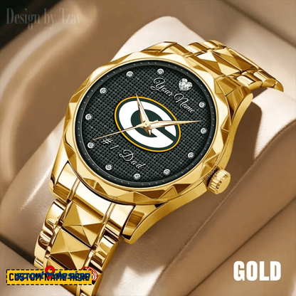 Green Bay Packers #1 Dad Luxury Diamond Men Watch Father's Day Gift