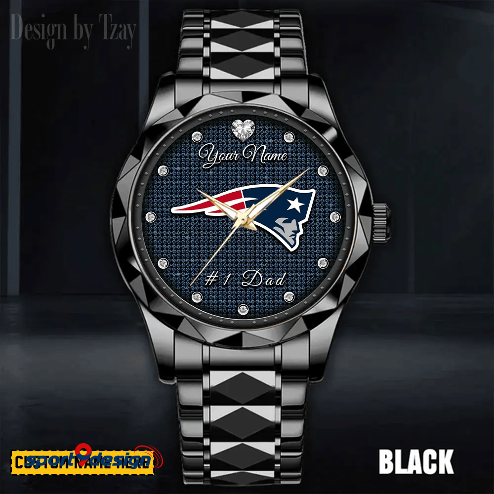 New England Patriots #1 Dad Luxury Diamond Men Watch Father's Day Gift