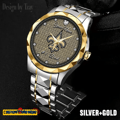New Orleans Saints #1 Dad Luxury Diamond Men Watch Father's Day Gift