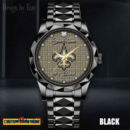 New Orleans Saints #1 Dad Luxury Diamond Men Watch Father's Day Gift