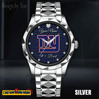 New York Giants #1 Dad Luxury Diamond Men Watch Father's Day Gift