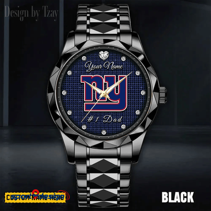 New York Giants #1 Dad Luxury Diamond Men Watch Father's Day Gift