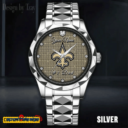 New Orleans Saints #1 Dad Luxury Diamond Men Watch Father's Day Gift