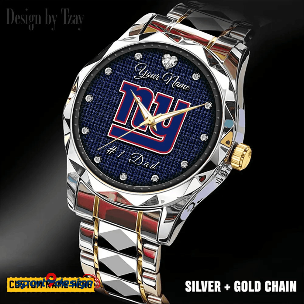 New York Giants #1 Dad Luxury Diamond Men Watch Father's Day Gift