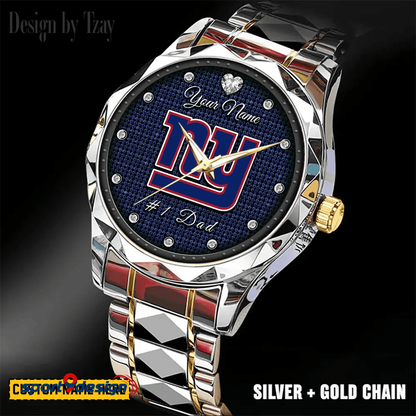 New York Giants #1 Dad Luxury Diamond Men Watch Father's Day Gift