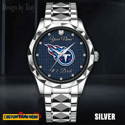 Tennessee Titans #1 Dad Luxury Diamond Men Watch Father's Day Gift