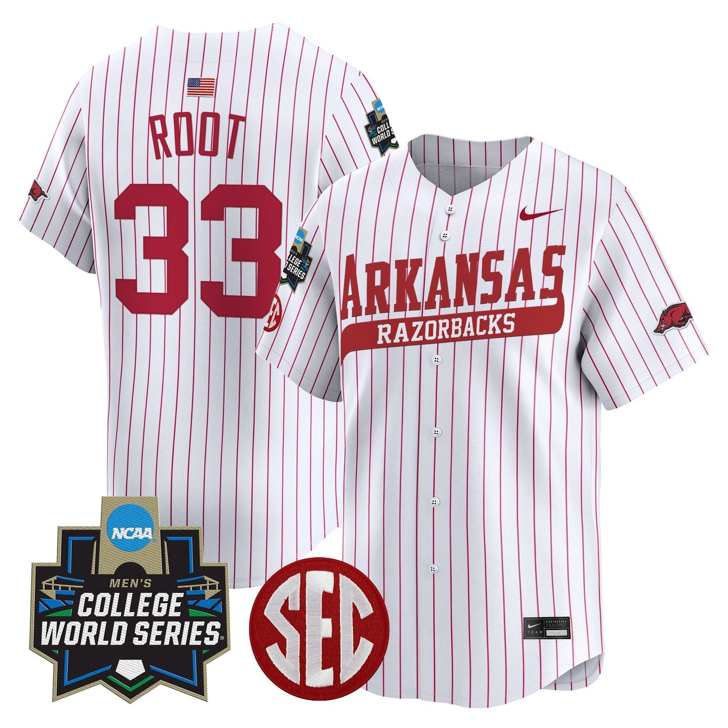 Men's Arkansas Razorbacks 2025 World Series Vapor Premier Limited Jersey - All Stitched