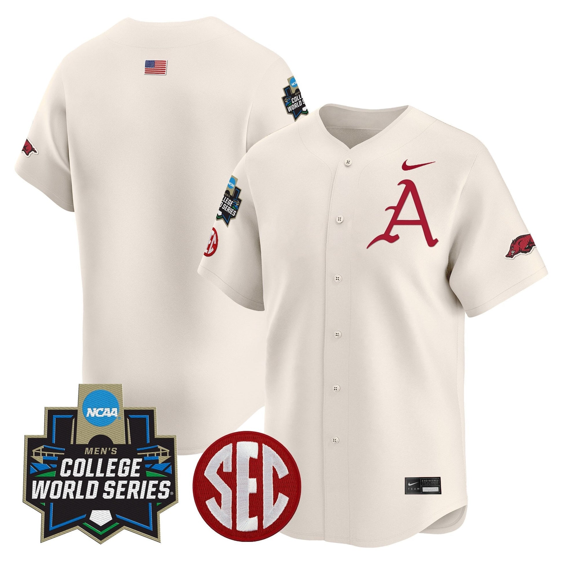 Men's Arkansas Razorbacks 2025 World Series Vapor Premier Limited Jersey - All Stitched