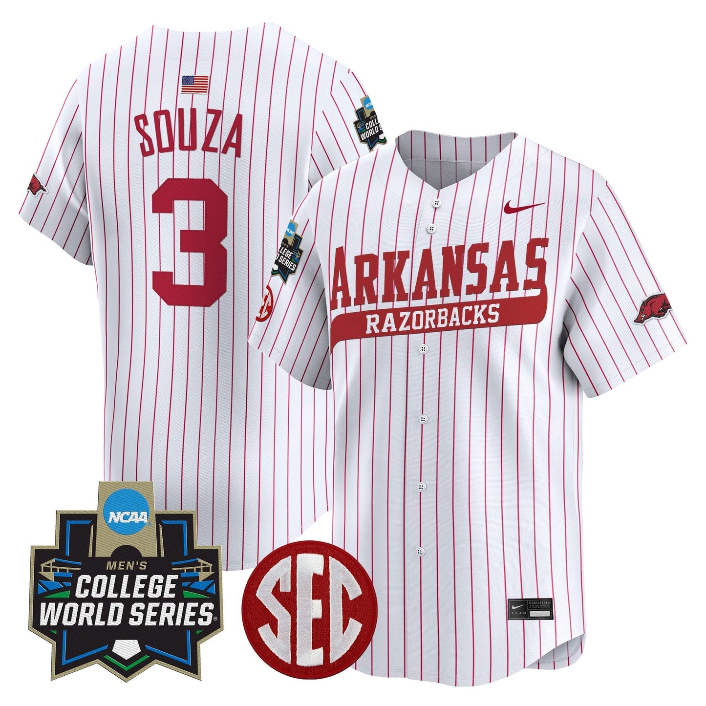 Men's Arkansas Razorbacks 2025 World Series Vapor Premier Limited Jersey - All Stitched