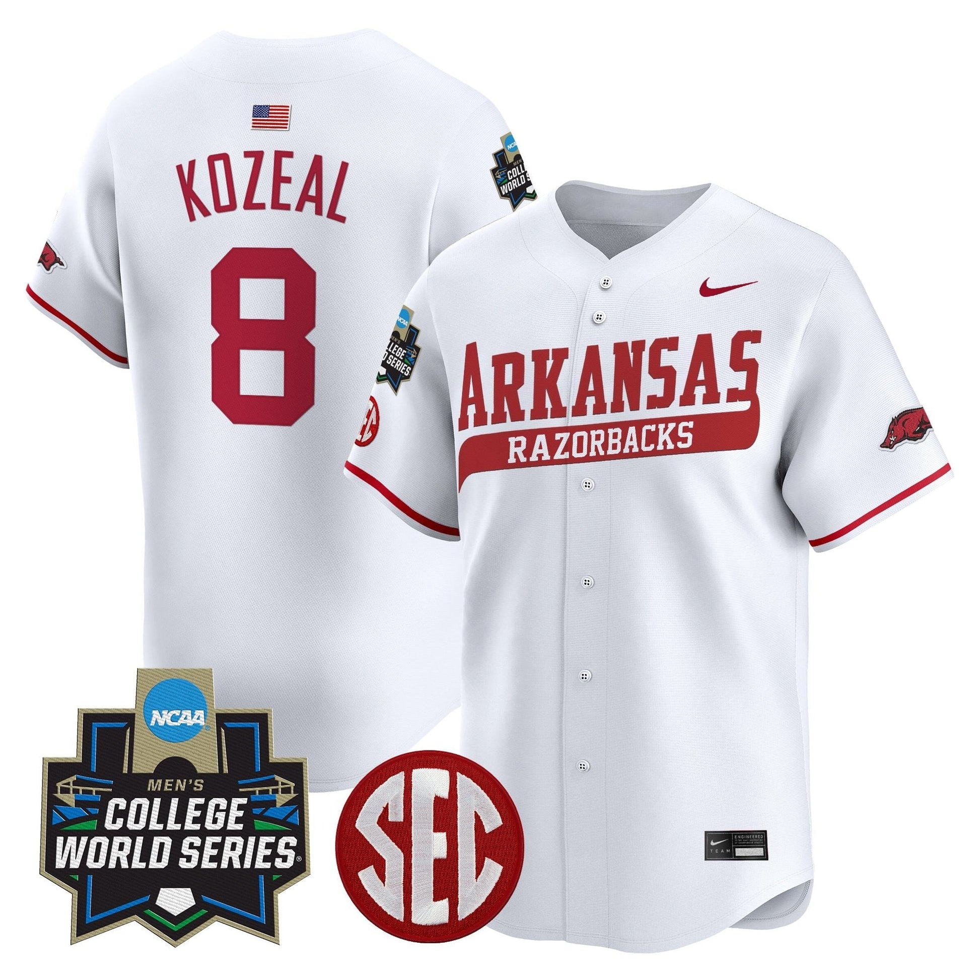 Men's Arkansas Razorbacks 2025 World Series Vapor Premier Limited Jersey - All Stitched