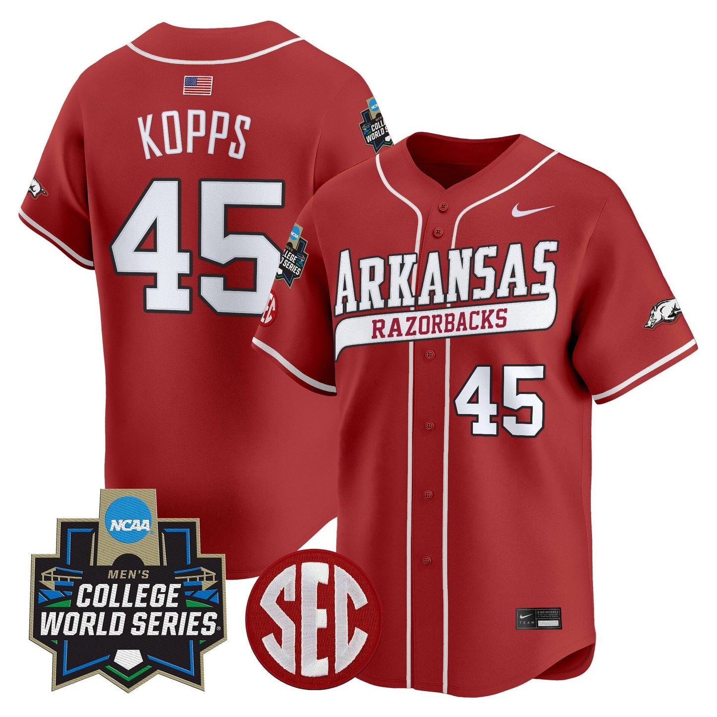 Men's Arkansas Razorbacks 2025 World Series Vapor Premier Limited Jersey - All Stitched