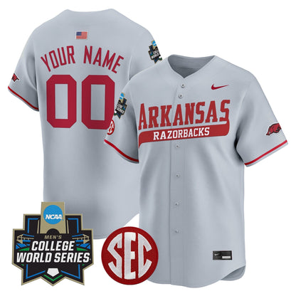 Arkansas Razorbacks 2025 World Series Vapor Premier Limited Custom Jersey - All Stitched