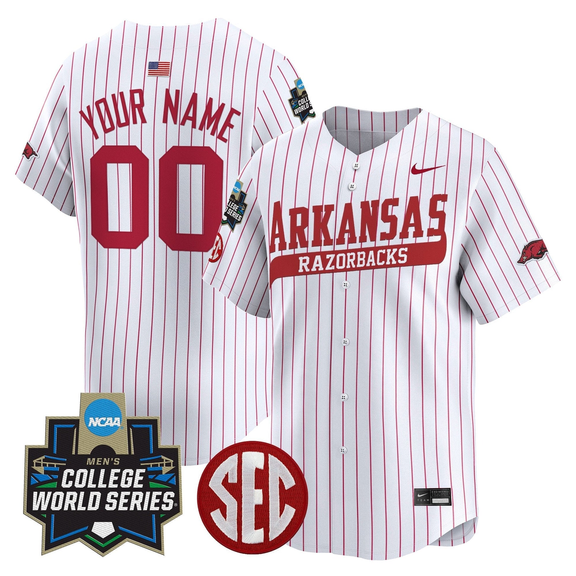Arkansas Razorbacks 2025 World Series Vapor Premier Limited Custom Jersey - All Stitched