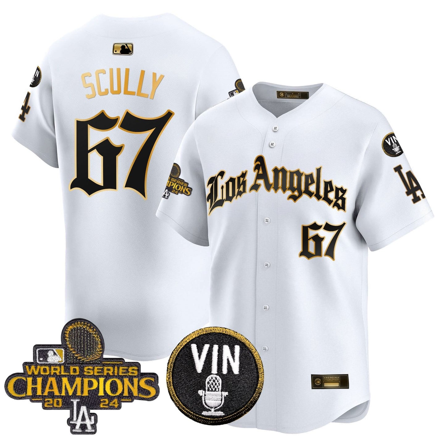 Men's Dodgers 2025 LA Gothic Style Gold Vapor Premier Limited Jersey - All Stitched