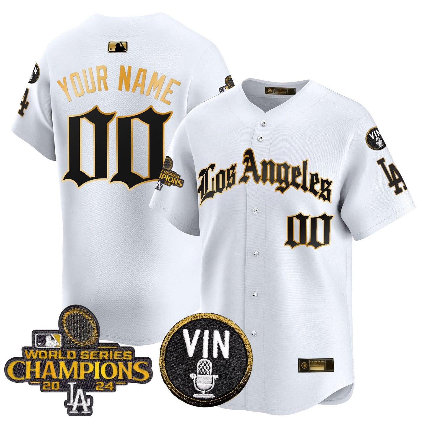 Dodgers 2025 LA Gothic Style Gold Vapor Premier Limited Custom Jersey - All Stitched