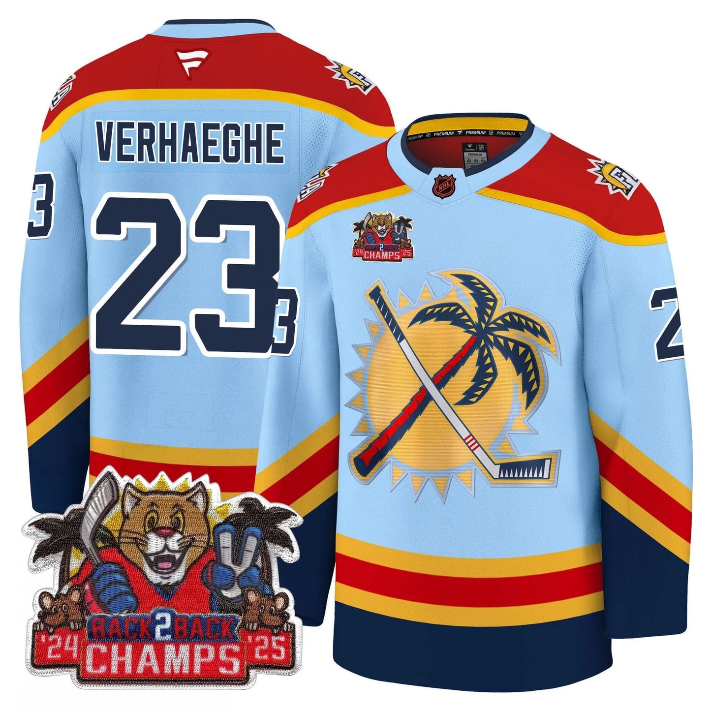 Men's Florida Panthers 2025 Stanley Cup B2B Champions Jersey - All Stitched